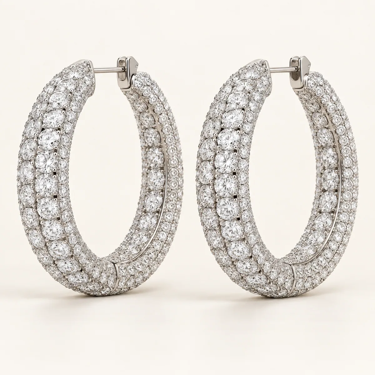 Oversized diamond pave hoop earrings
